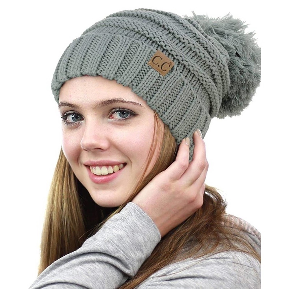 CC Gray Knit Slouchy Beanie